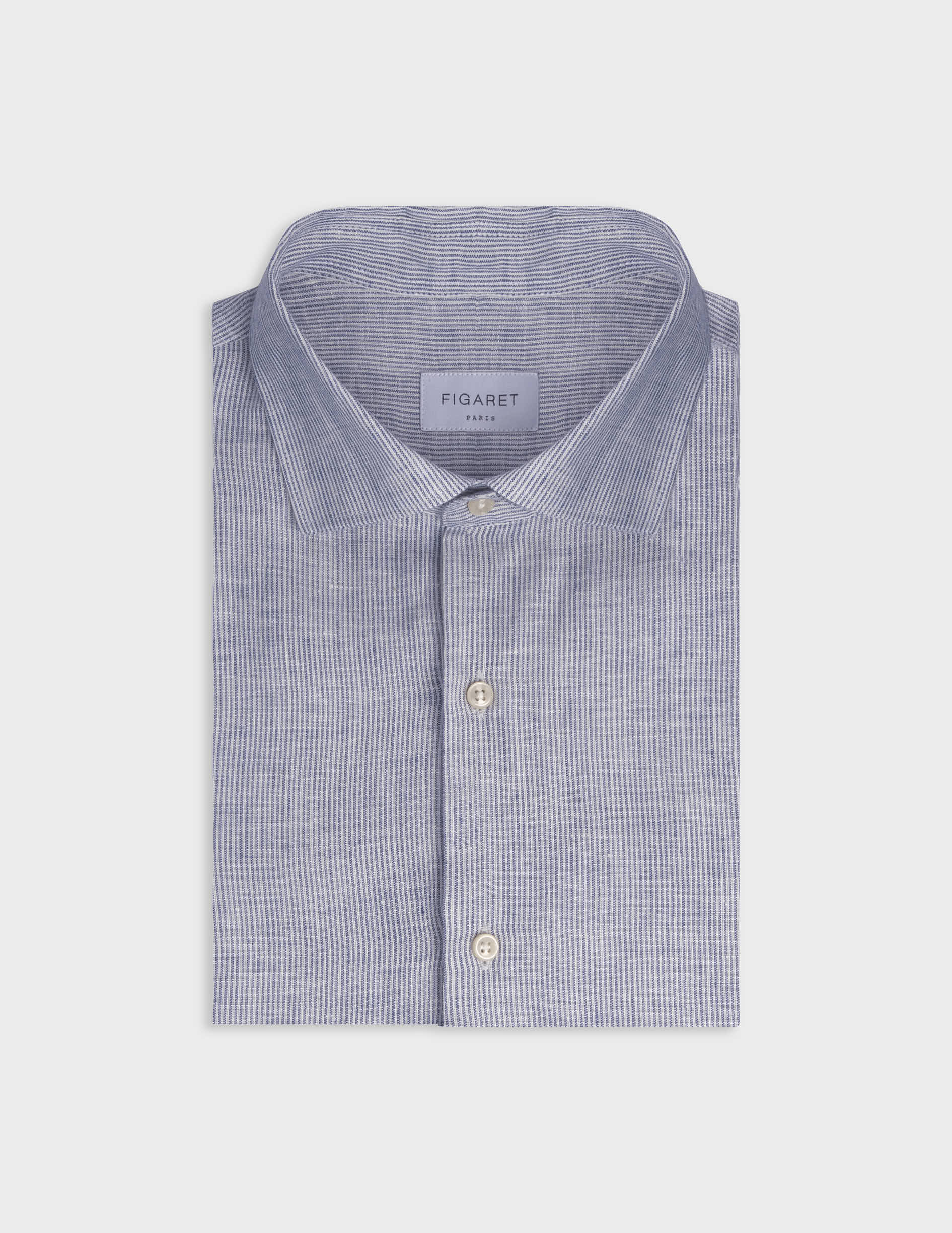 Chemise Aristote en lin rayé bleu
