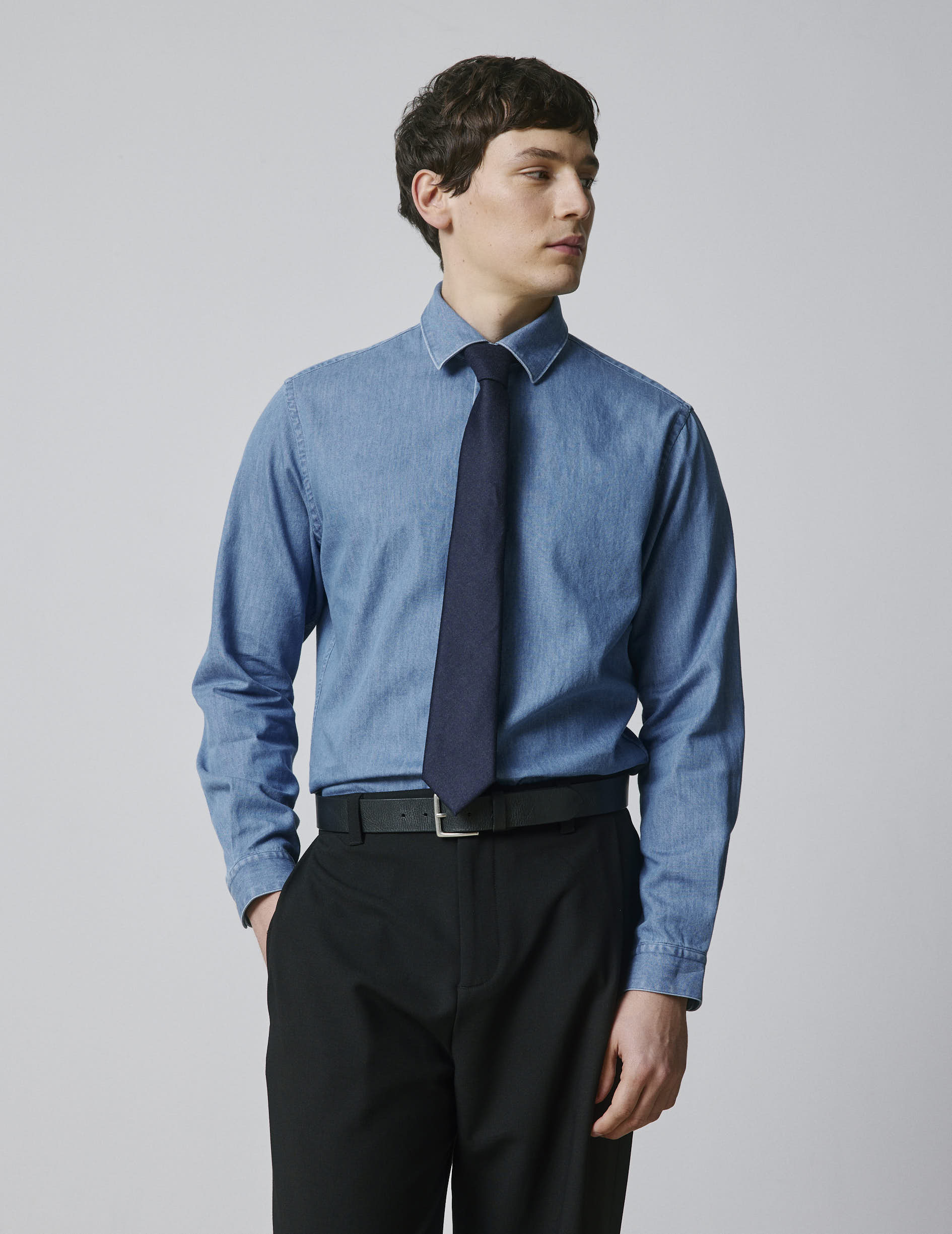 Blue denim Auguste shirt - Denim - French Collar