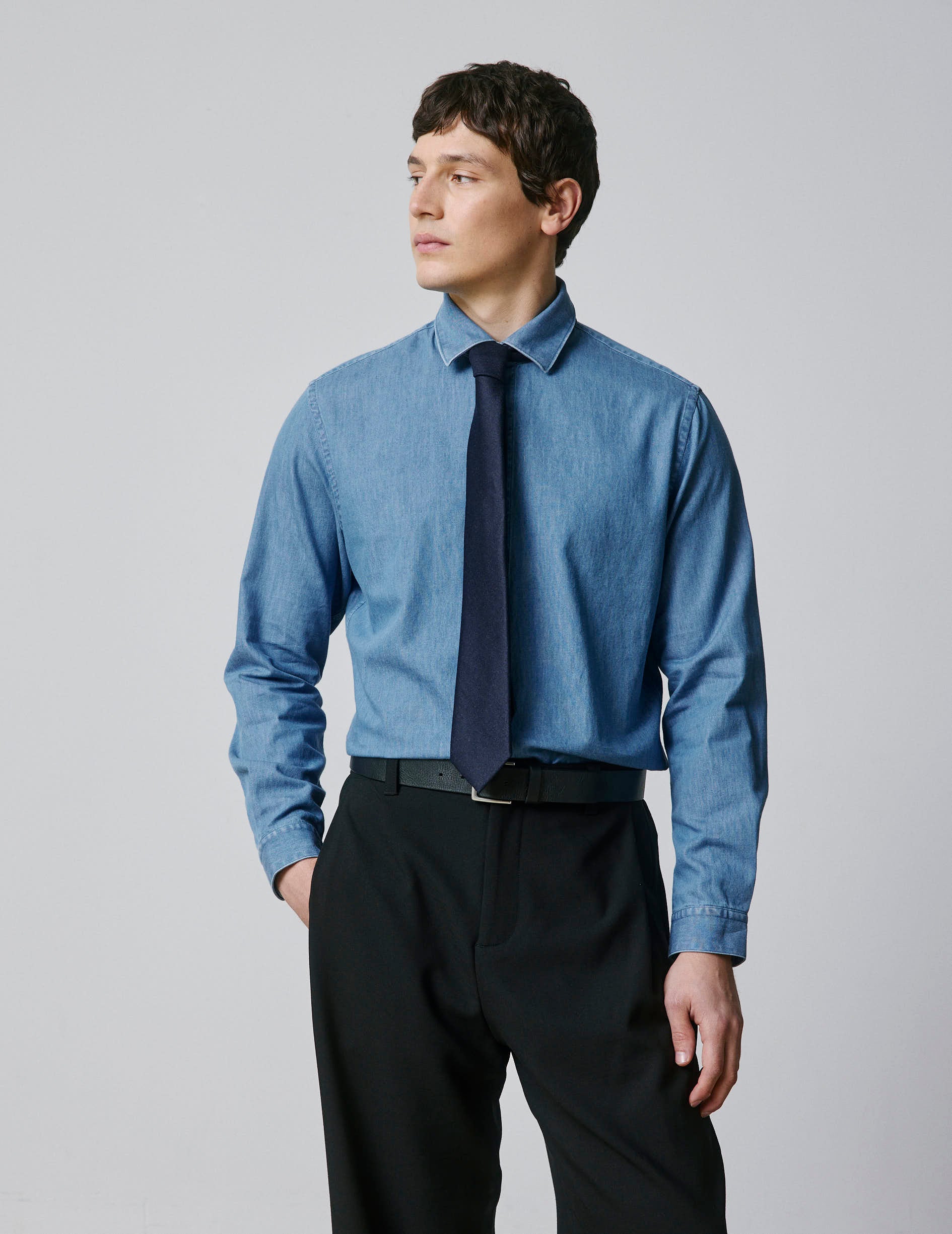 Blue denim Auguste shirt - Denim - French Collar