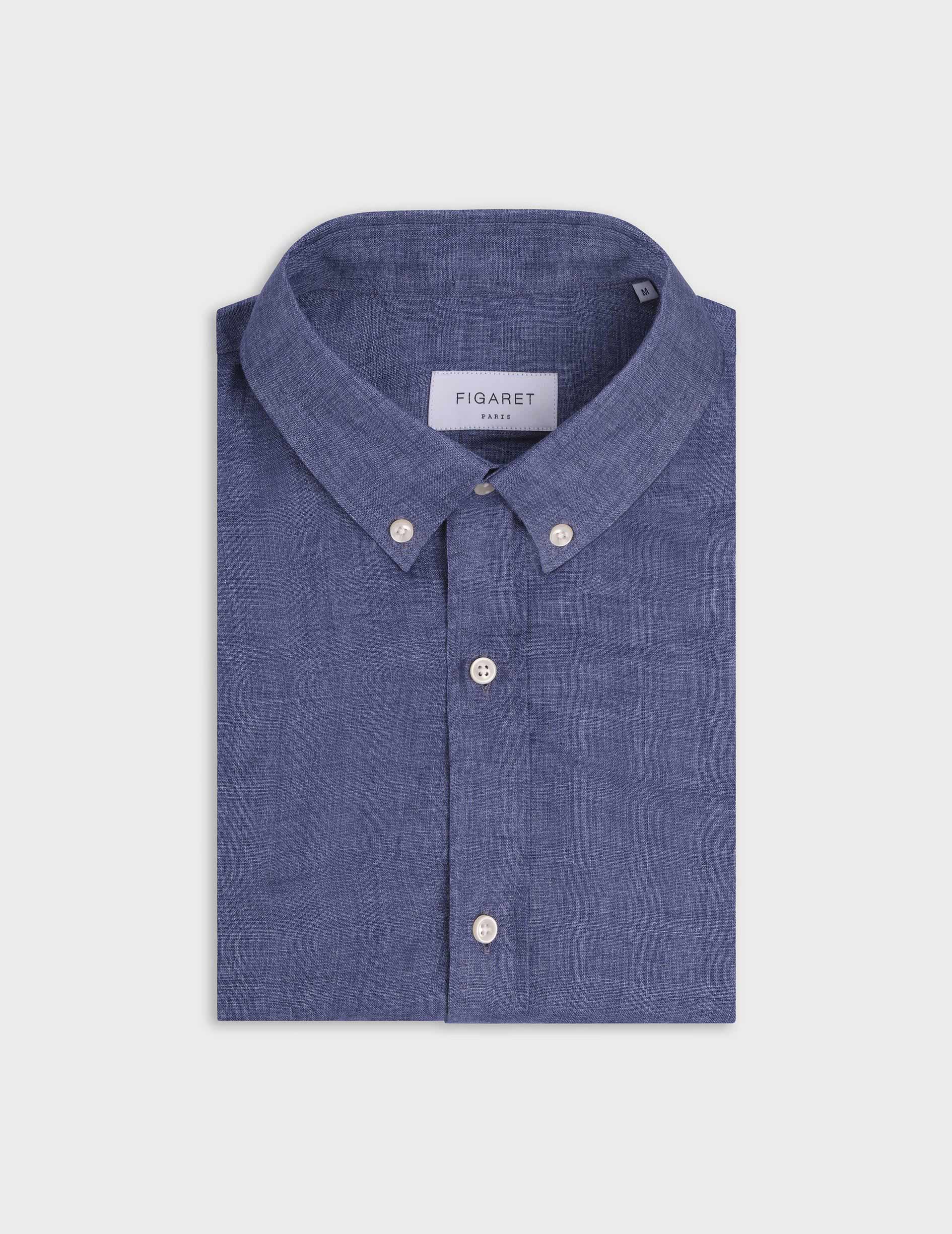 Chemise Gaspard en lin bleu