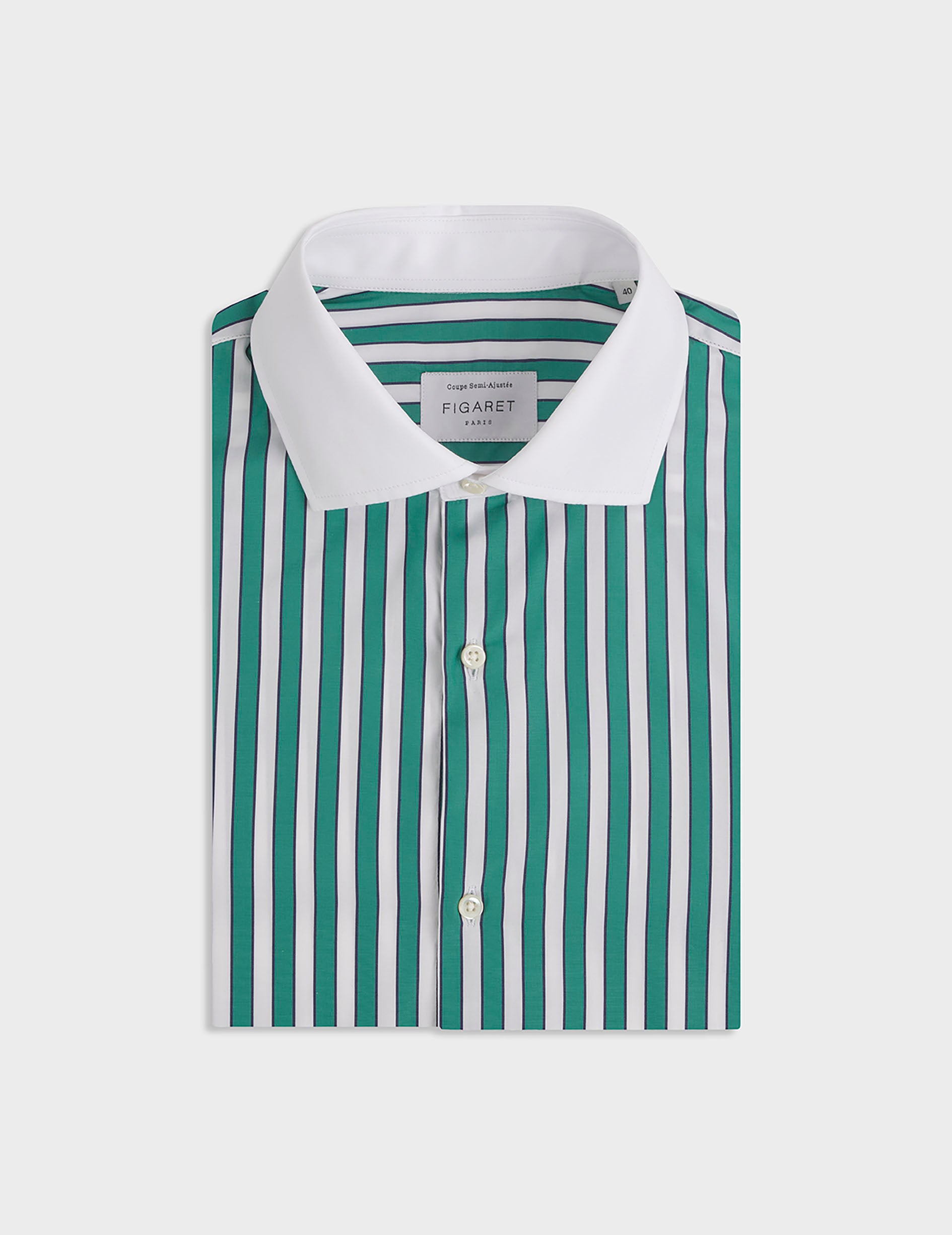 Chemise semi-ajustée rayée verte