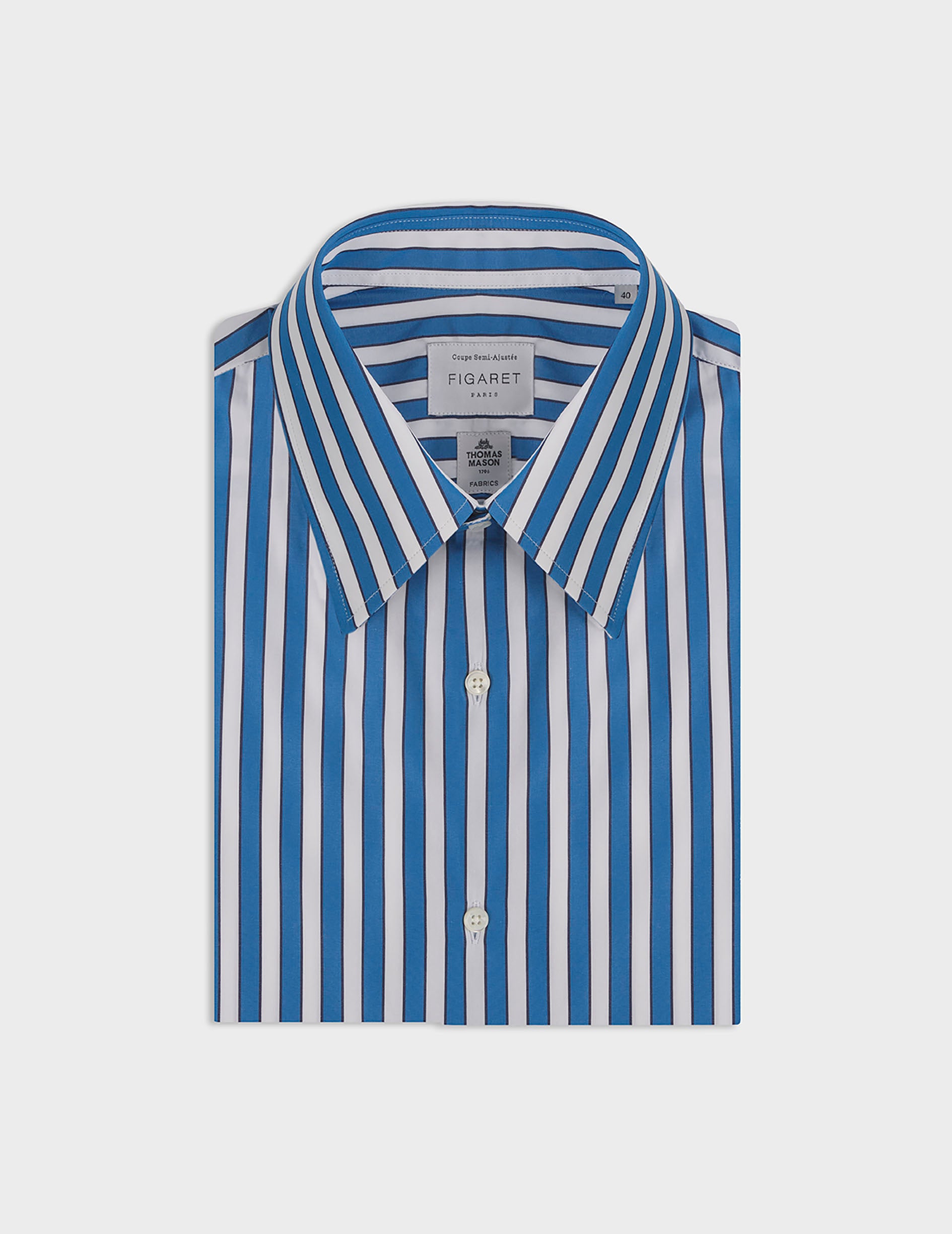 Chemise semi-ajustée rayée bleue