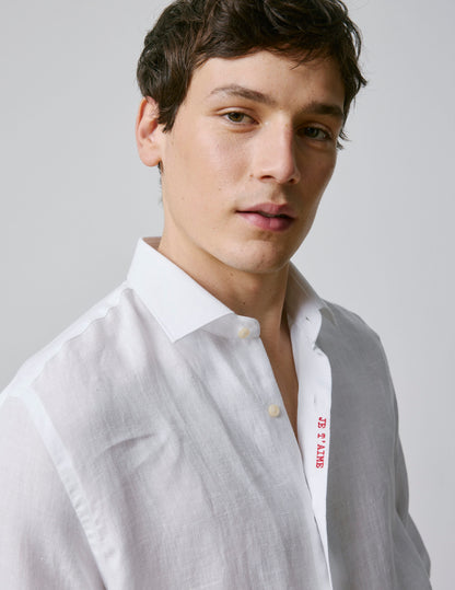 Chemise mixte "Je t'aime" en lin blanc