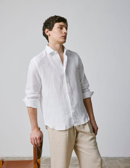 Chemise mixte "Je t'aime" en lin blanc