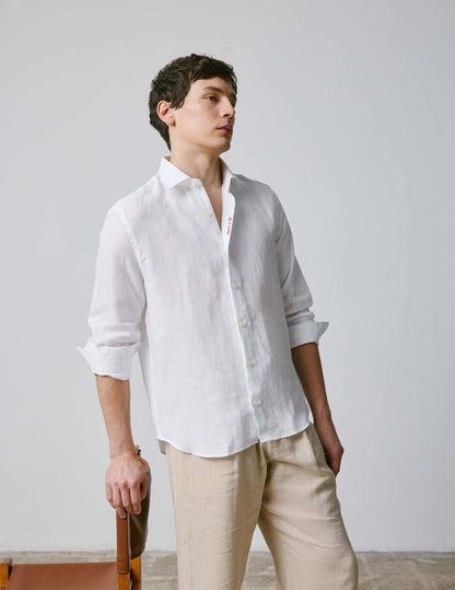 Chemise mixte "Je t'aime" en lin blanc