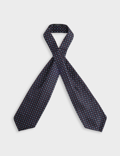 Navy printed silk twill ascot