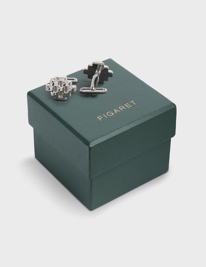 Boutons de manchette argentés