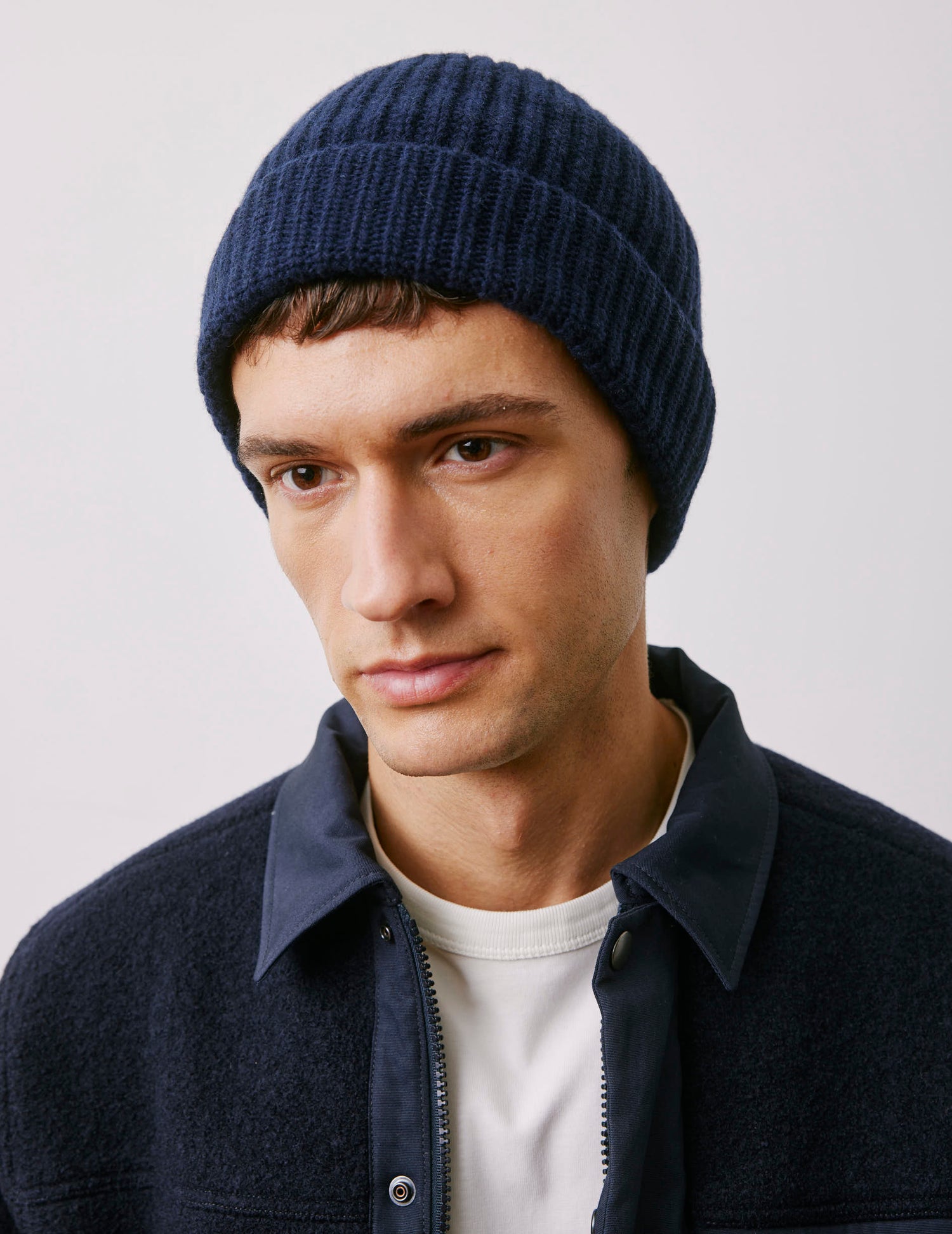 Bonnet en laine et cachemire marine