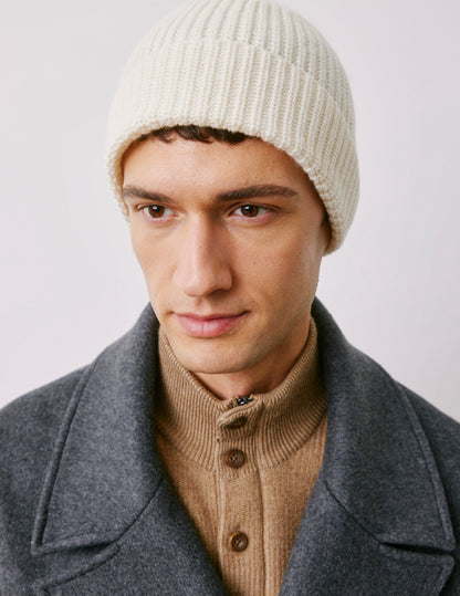 Bonnet en laine et cachemire beige