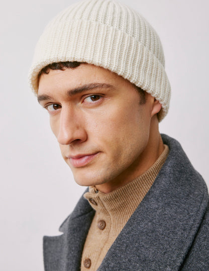 Bonnet en laine et cachemire beige
