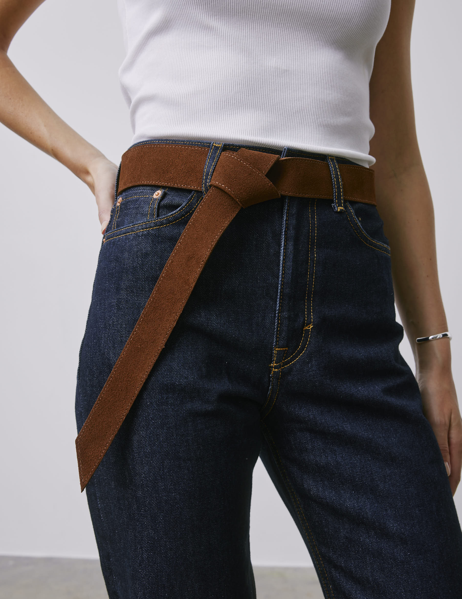 Ceinture en suède marron