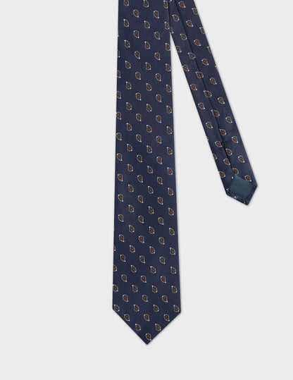 Navy patterned jacquard tie