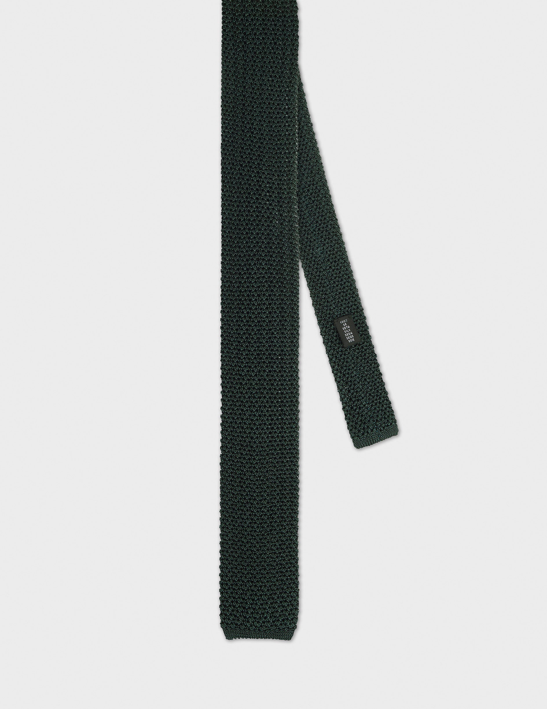 Green silk knit tie