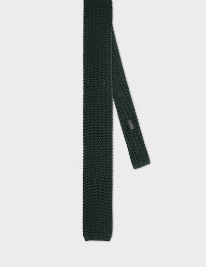 Green silk knit tie