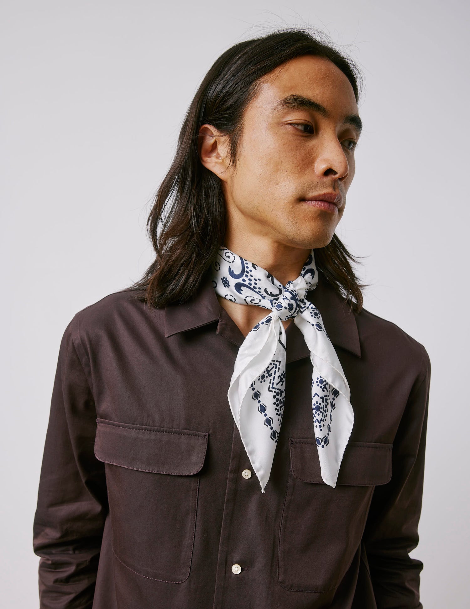 Bandana en twill de soie blanc