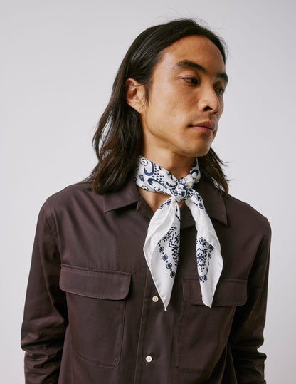 Bandana en twill de soie blanc