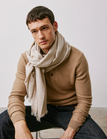 Beige wool twill scarf
