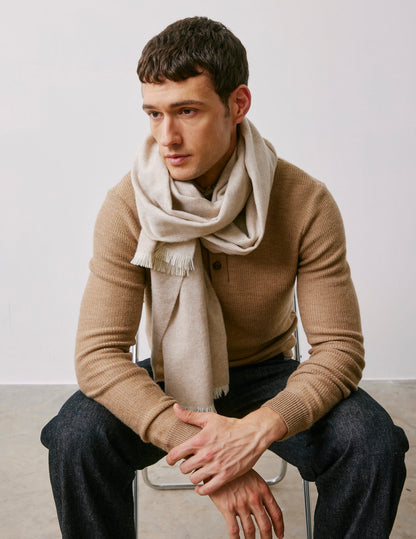 Beige wool twill scarf