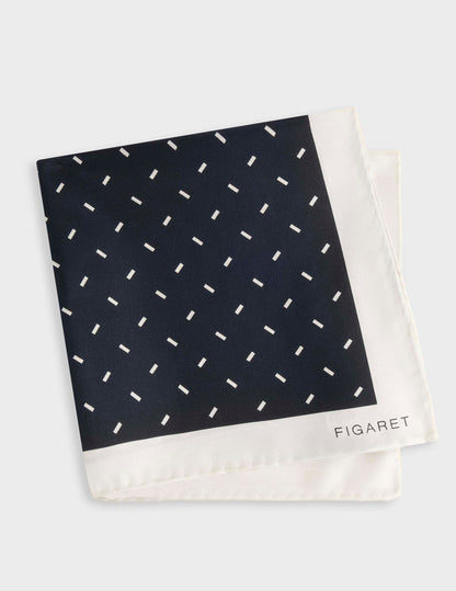 Pochette en twill de soie à motifs marine