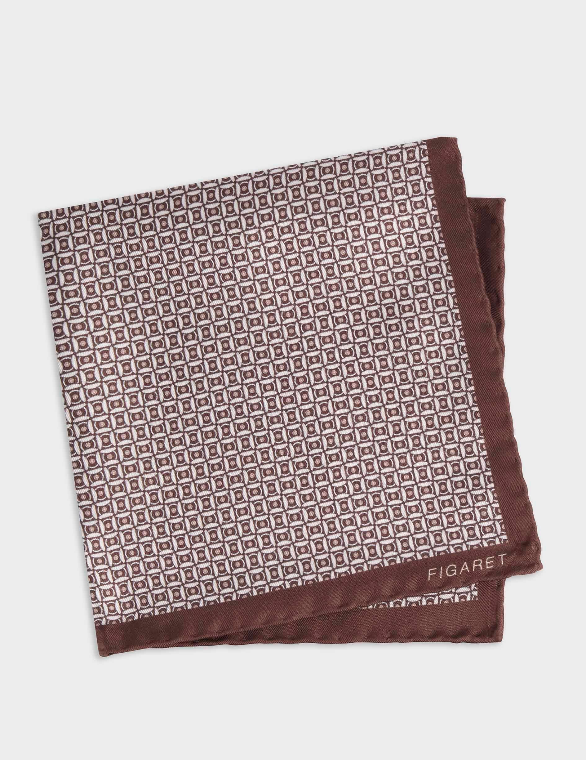 Pochette en twill de soie à motifs marron