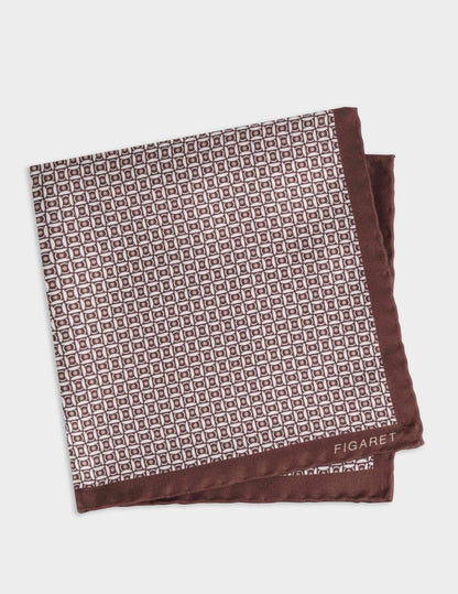 Pochette en twill de soie à motifs marron
