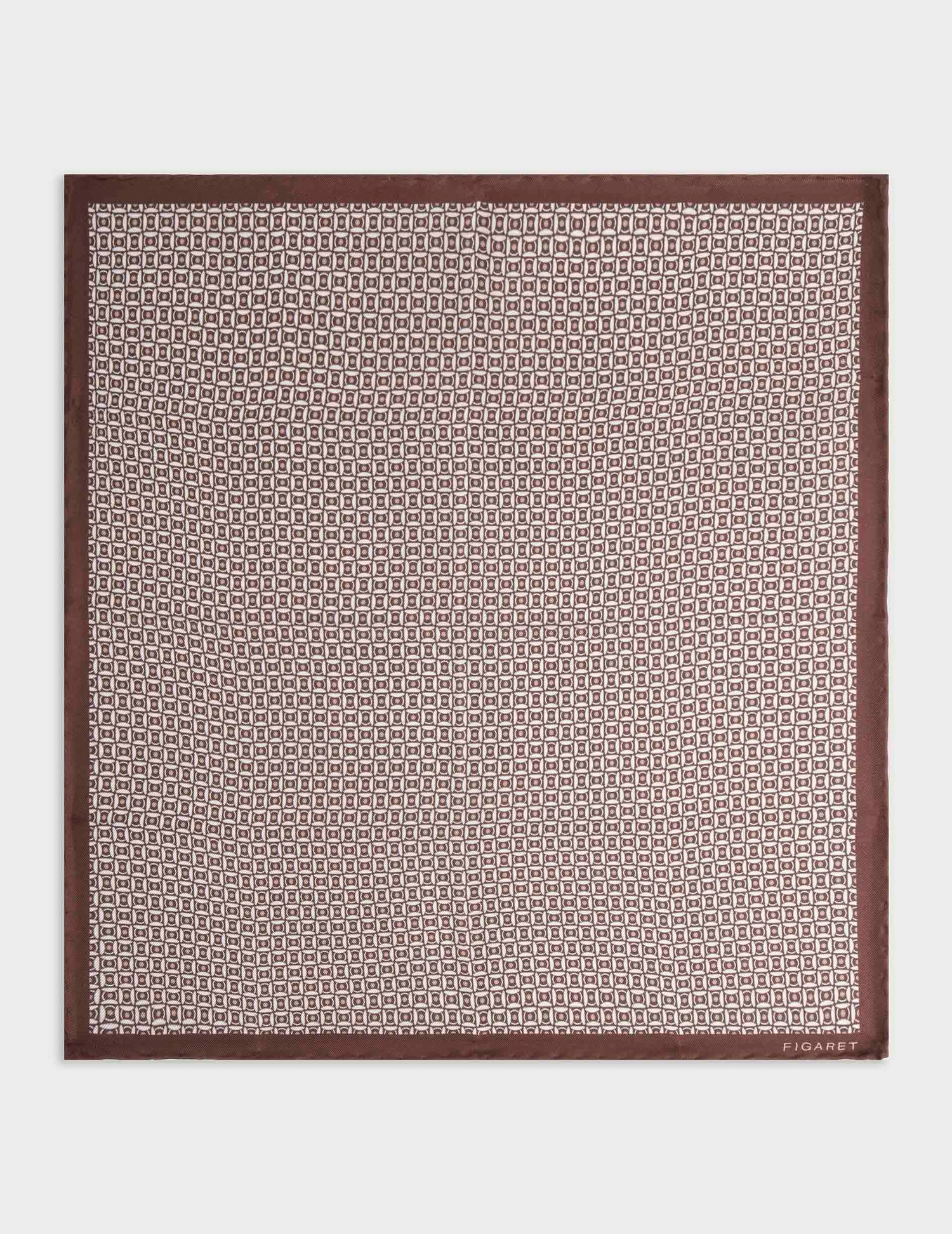 Pochette en twill de soie à motifs marron