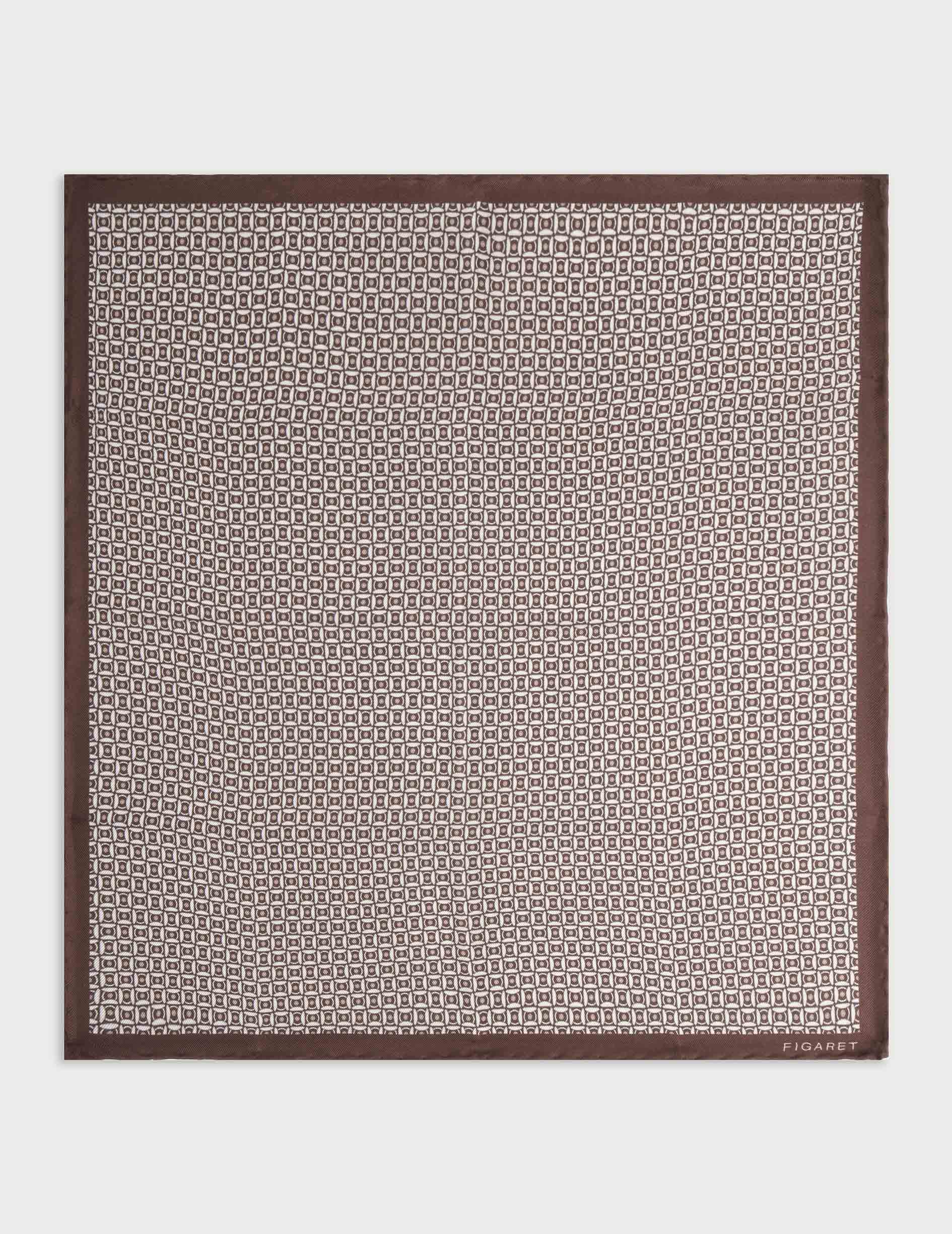 Pochette en twill de soie à motifs marron