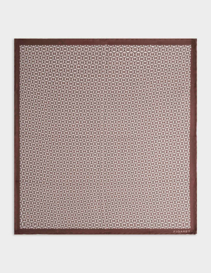 Pochette en twill de soie à motifs marron