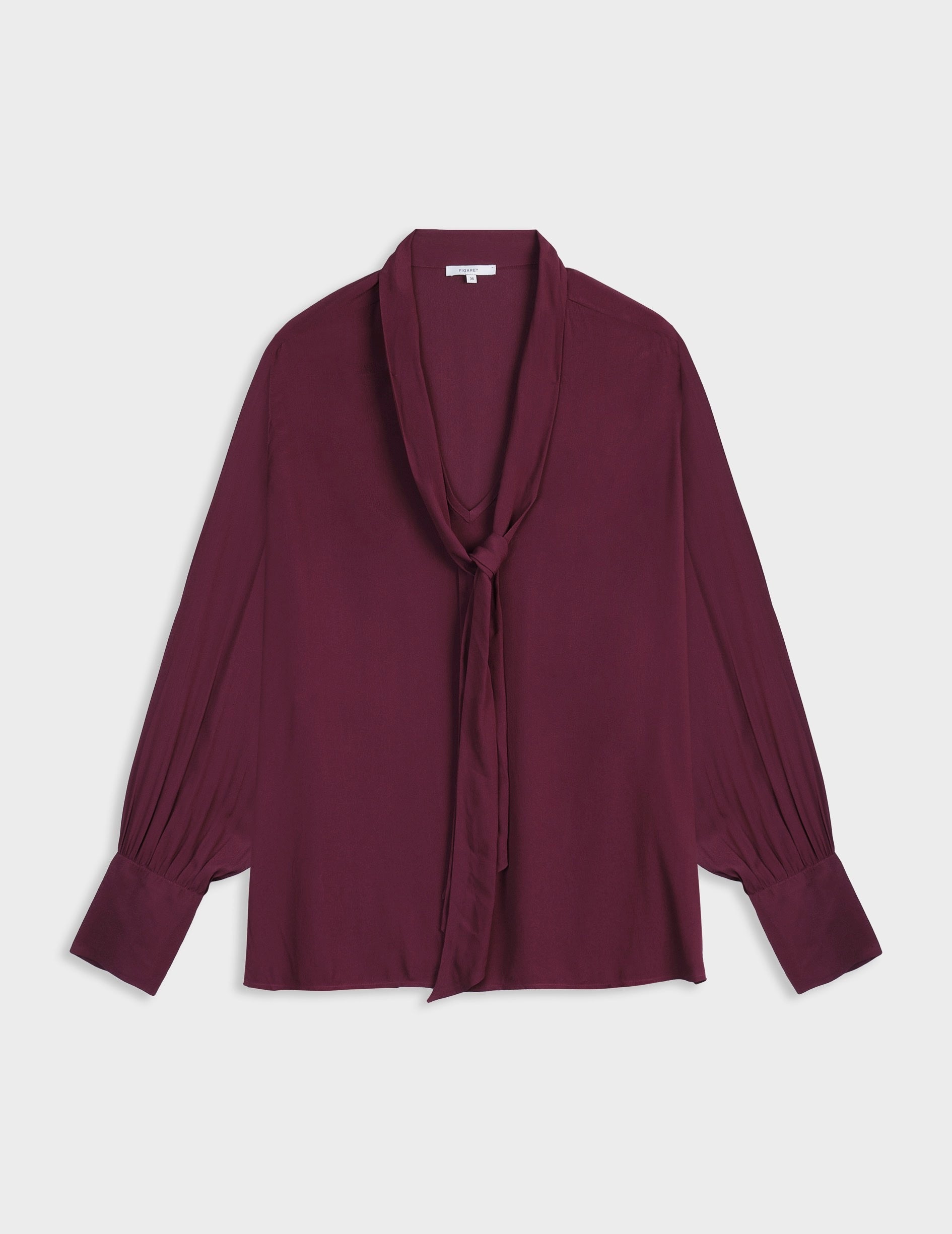 Madison burgundy blouse - Crepe - Lavaliere Collar