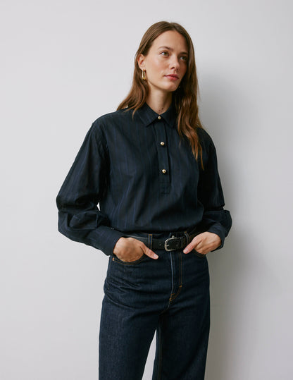Ortensia navy striped blouse