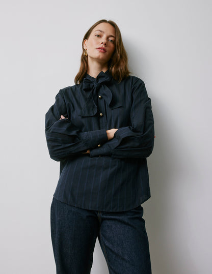 Ortensia navy striped blouse