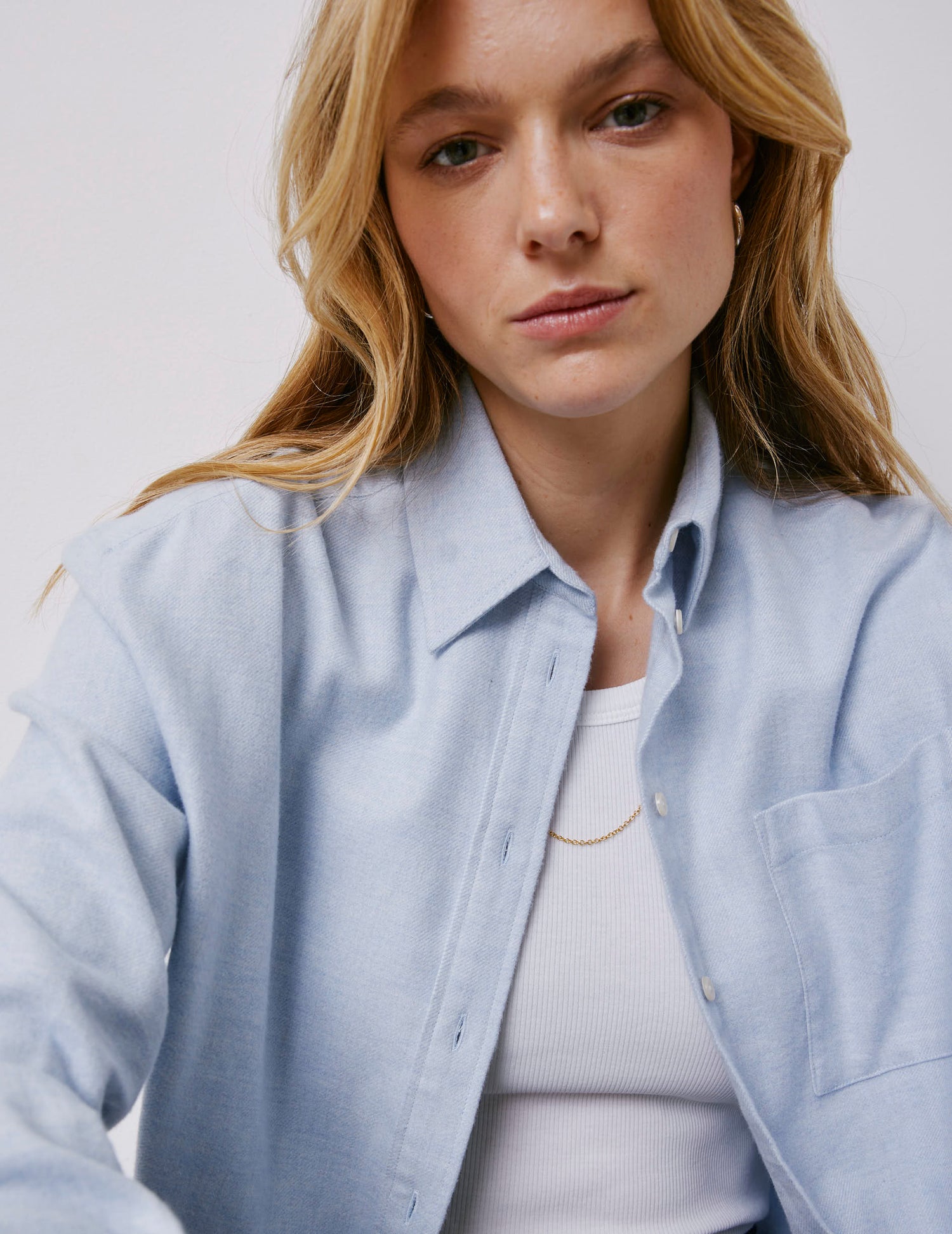 Chemise Charlotte bleue - Flanelle - Col Chemise#3