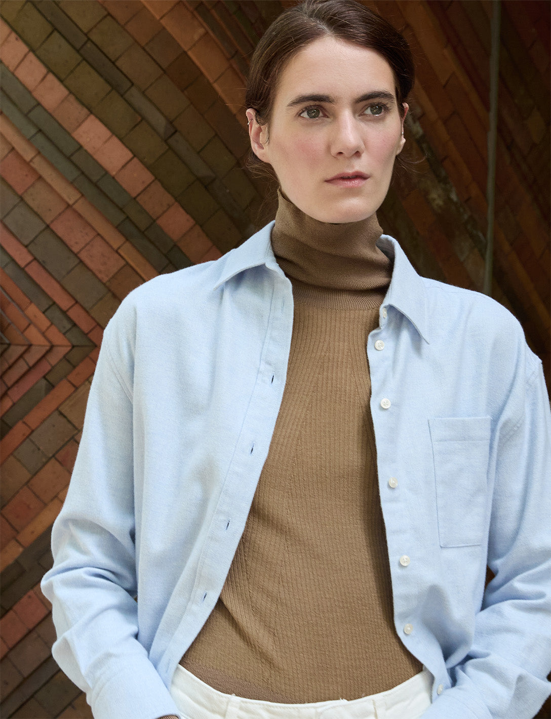 Chemise Charlotte bleue - Flanelle - Col Chemise