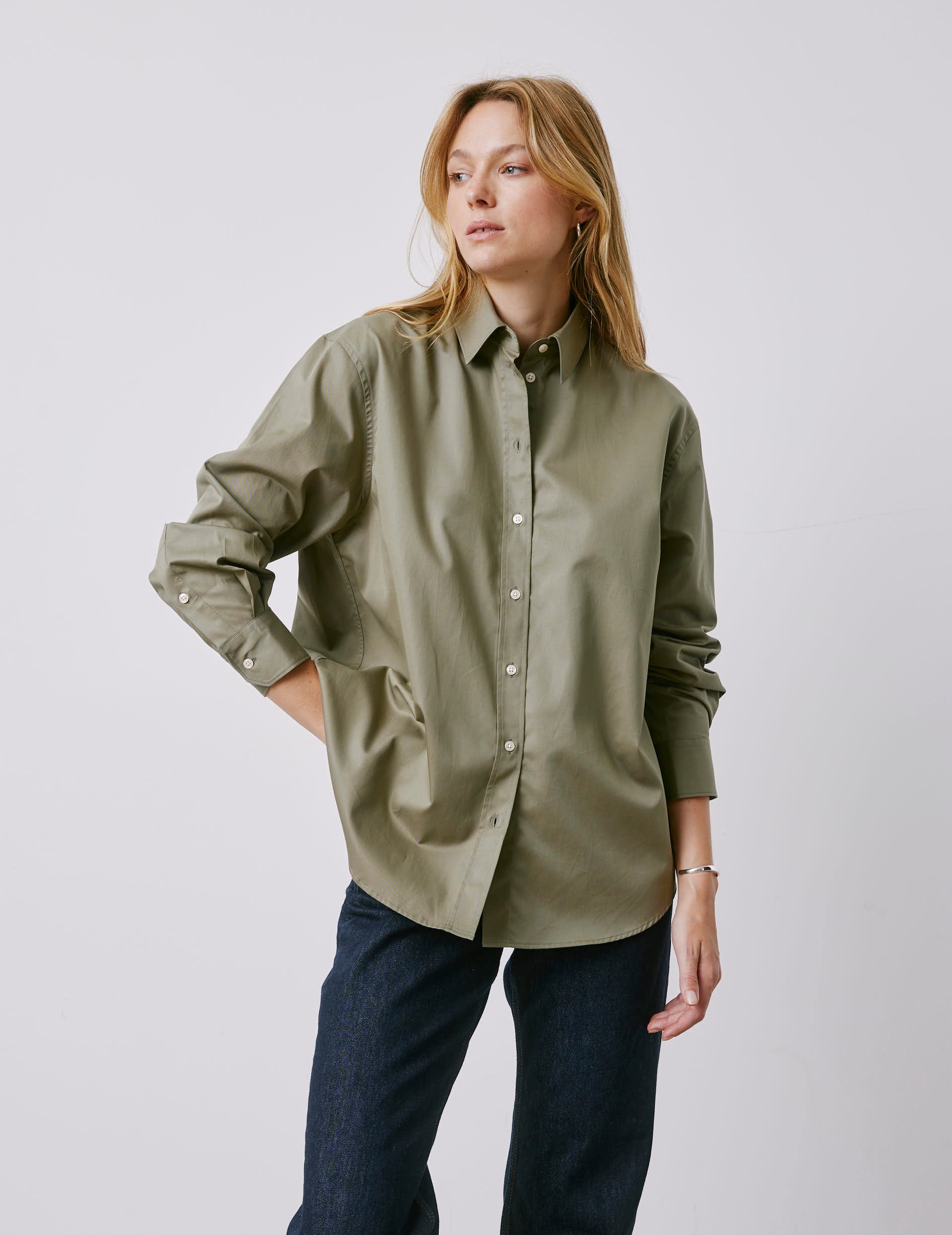 Chemise oversize Delina kaki