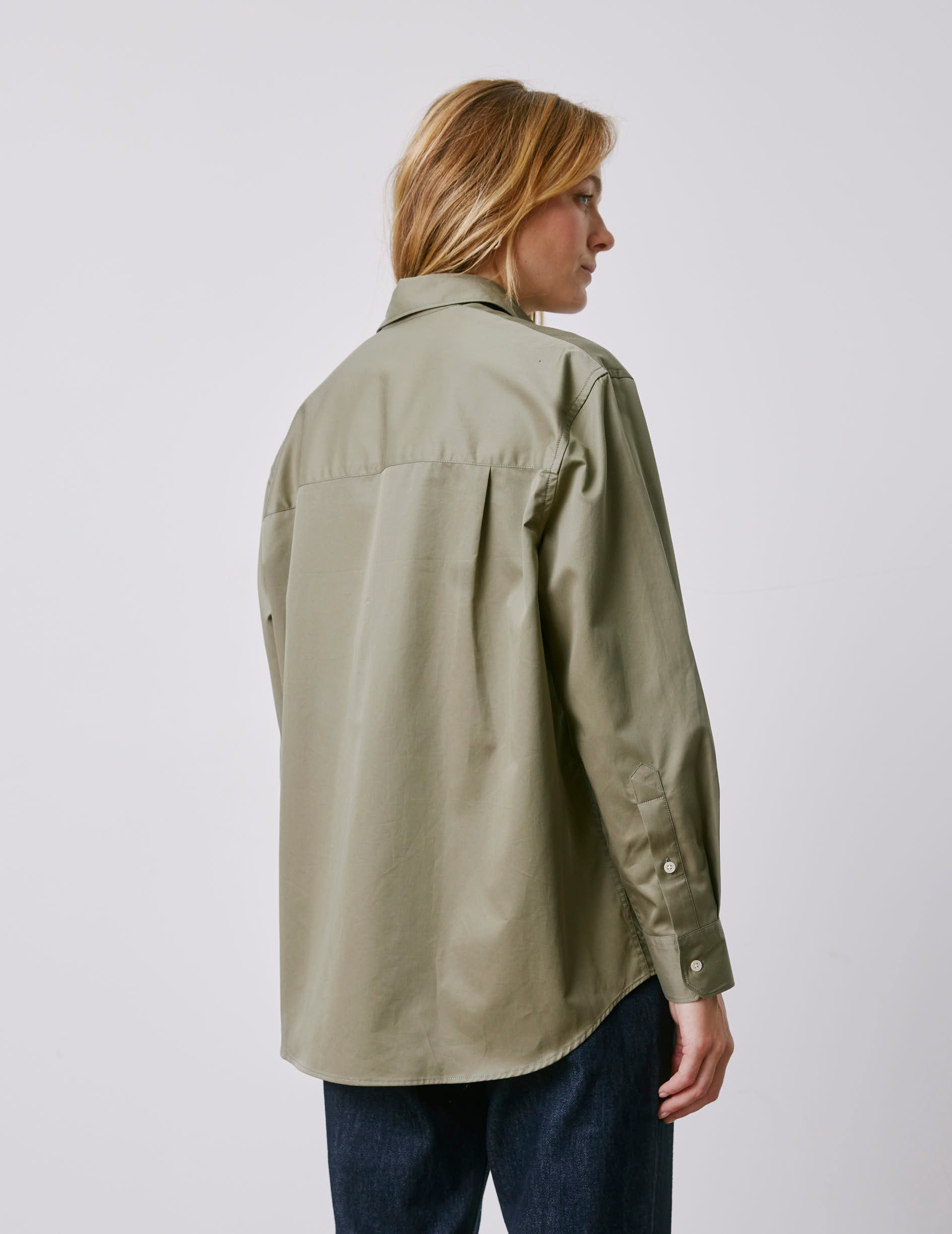 Chemise oversize Delina kaki - Twill - Col Chemise
