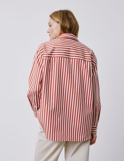 Chemise oversize Delina rayée rouge