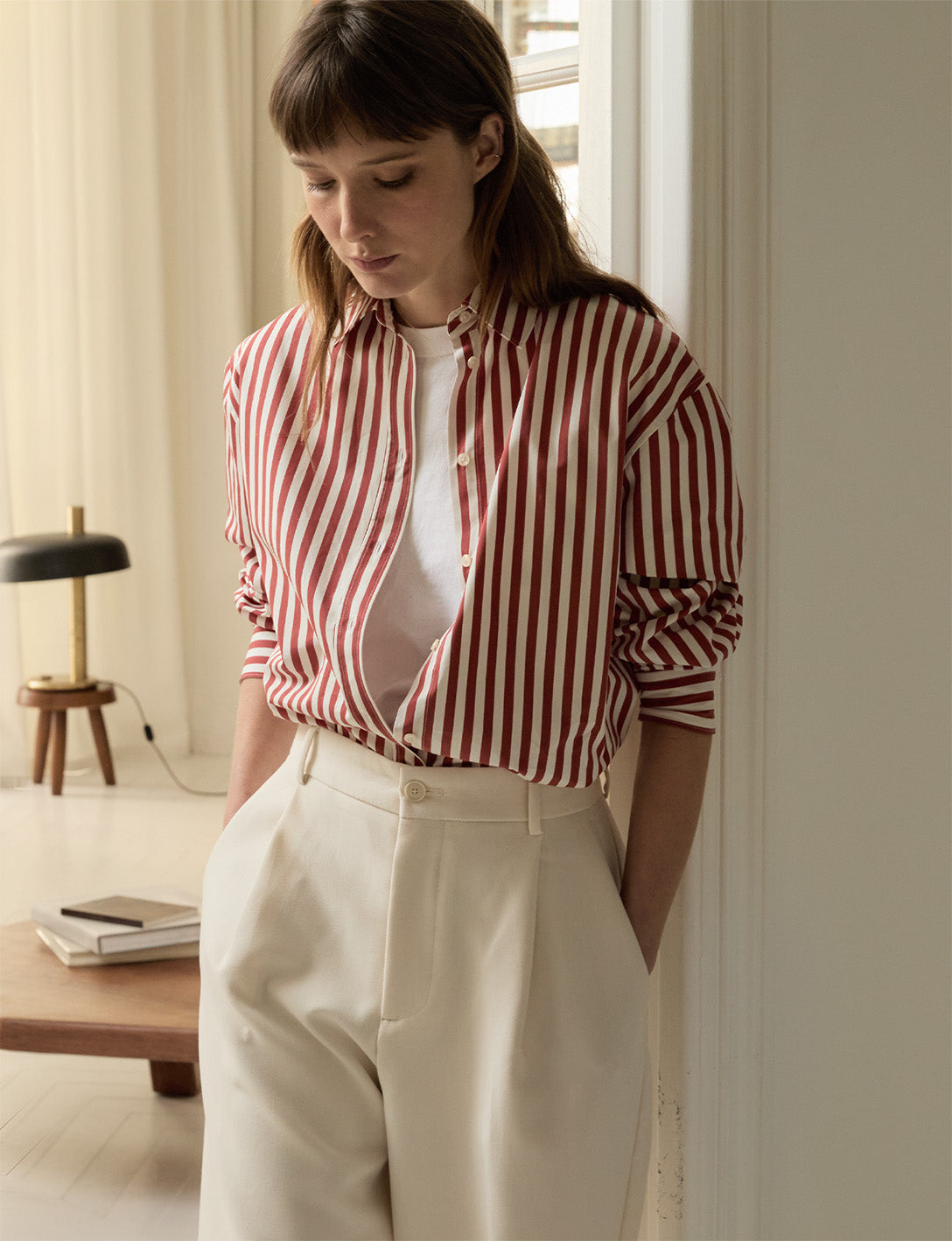 Chemise oversize Delina rayée rouge