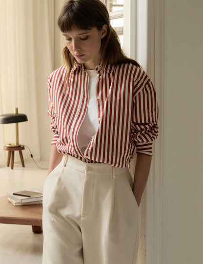 Chemise oversize Delina rayée rouge