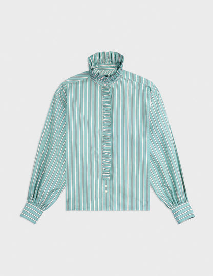 Greta sage-green striped shirt