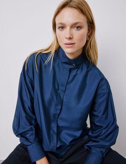 Chemise Innaée gorge cachée bleu marine