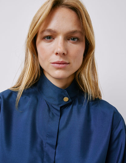 Chemise Innaée gorge cachée bleu marine