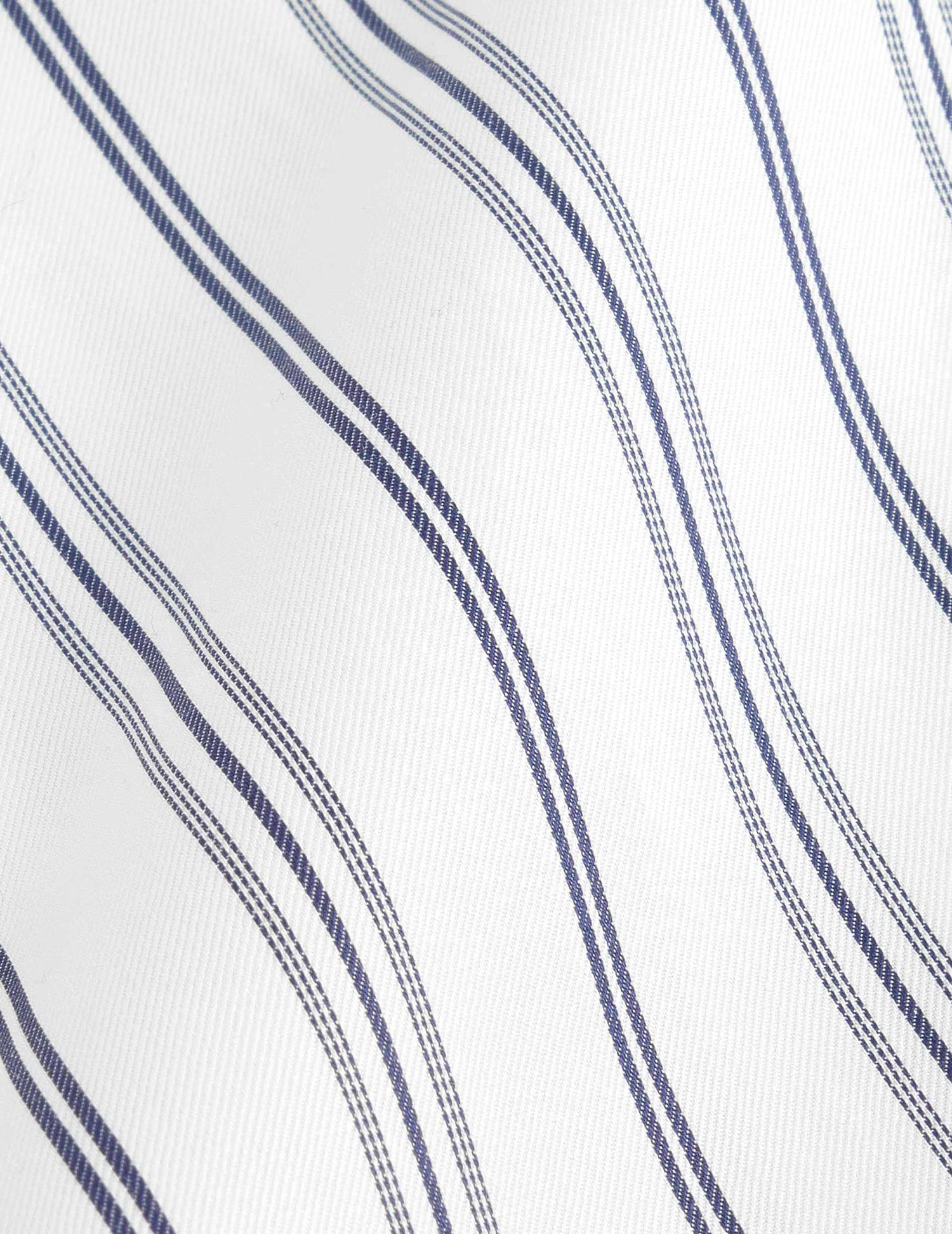 Chemise Irisa gorge cachée rayée bleu marine - Twill - Col Long - Poignets Mousquetaires#6