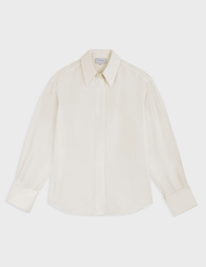 Irisa white hidden button placket shirt