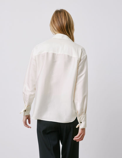 Irisa white hidden button placket shirt