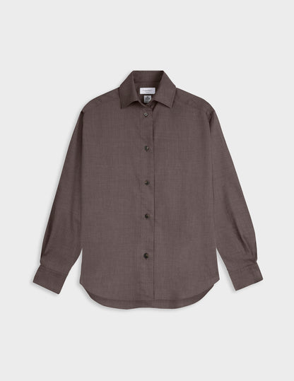 Chemise Léanna en laine vierge marron