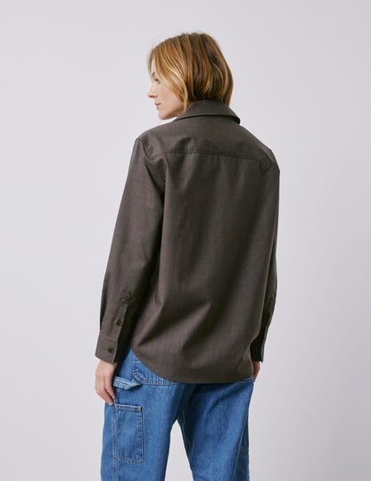 Chemise Léanna en laine vierge marron
