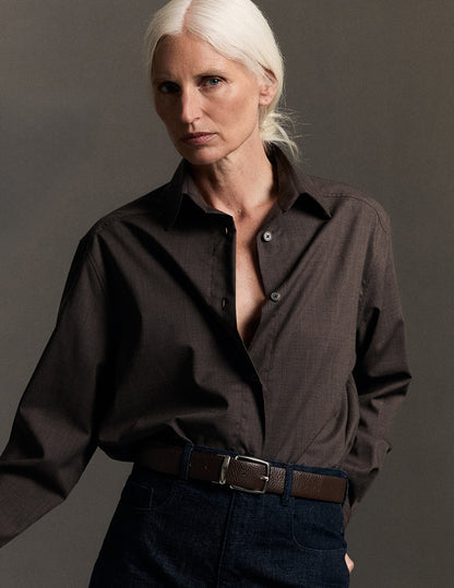 Chemise Léanna en laine vierge marron