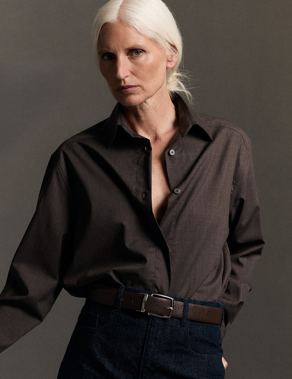 Chemise Léanna en laine vierge marron