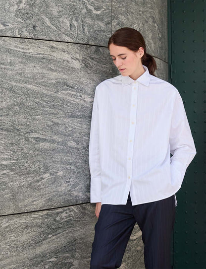 Chemise oversize Léa rayée blanche