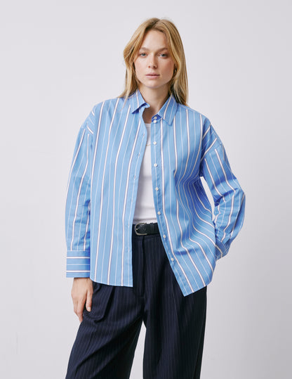 Chemise oversize Lizandra rayée bleue